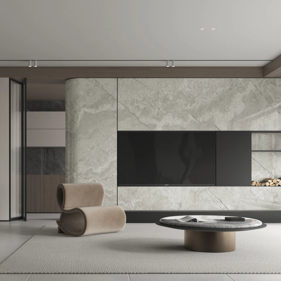 lanksčios marmuro imitacijos plokštės ant sienos